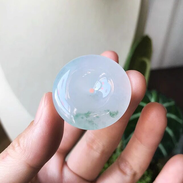 平安扣白冰飘花起胶缅甸老坑A货