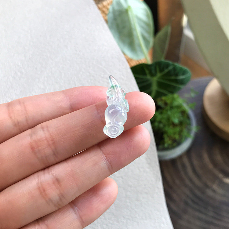 缅甸料老坑A货翡翠玉兰花吊坠冰飘绿起胶起光挂件裸石无孔带证书