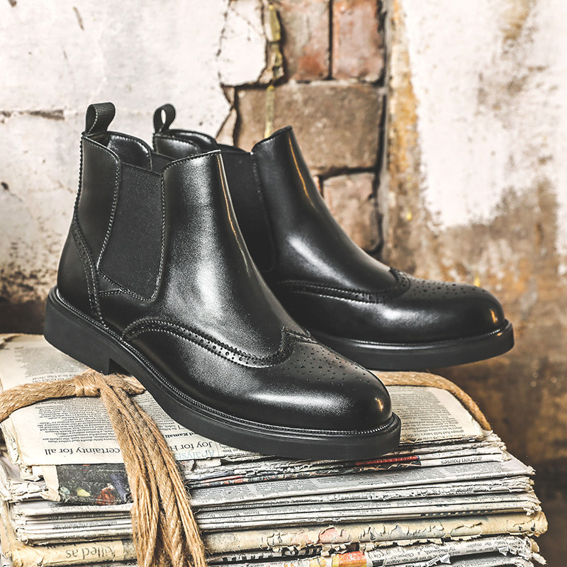 BULLOCK CHELSEA BOOTS MENS MARTIN BOOTS BRITISH BOOTS BUSINESS FORMAL WEAR HIGH TOPS LEATHER BOOTS LEATHER BOOTS ZHONGBANG MENS SHOES
