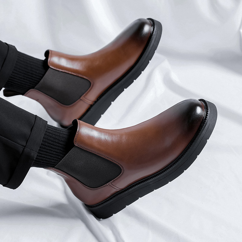 2023 NEW BOOTSMENS CHELSEA BOOTSMARTIN BOOTSZHONGBANG BRITISH HIGH-TOP BUSINESS LEATHER SHOES PLUS SIZE FLEECE BOOTS