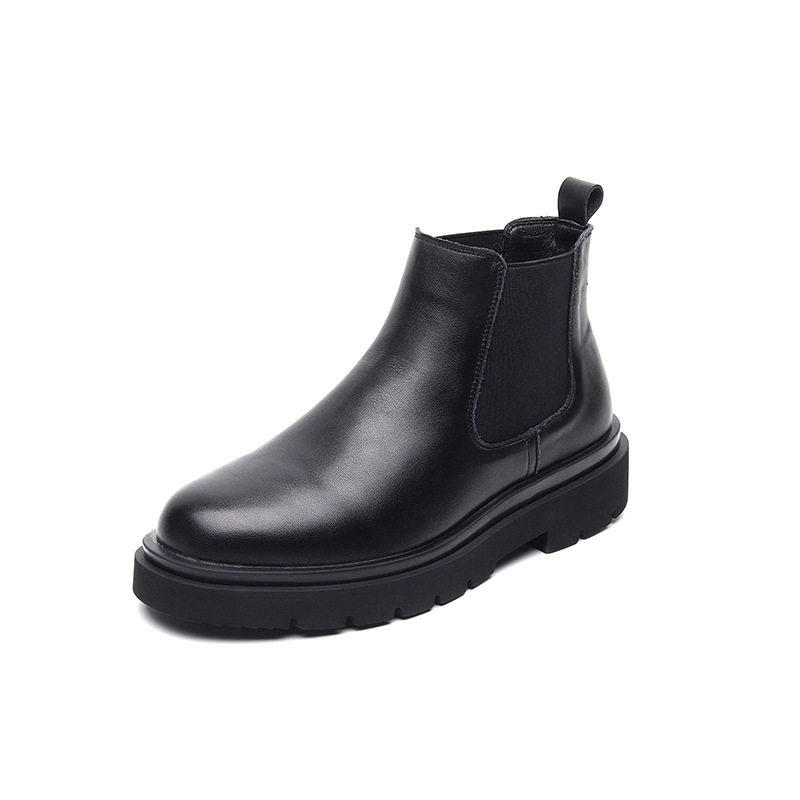 THICK-SOLED CHELSEA BOOTS MENS FLEECE AND WOOL BRITISH MENS SHOES MARTIN BOOTS LARGE SIZE BOOTS HIGH-TOP BUSINESS LEATHER SHOES LEATHER BOOTS