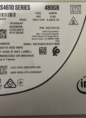 英特尔 4610 480G SSDSC2KG480G8  原装拆机