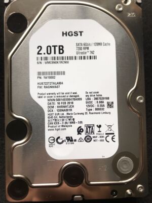 WD2T企业级 HUS722T2TALA604 256M