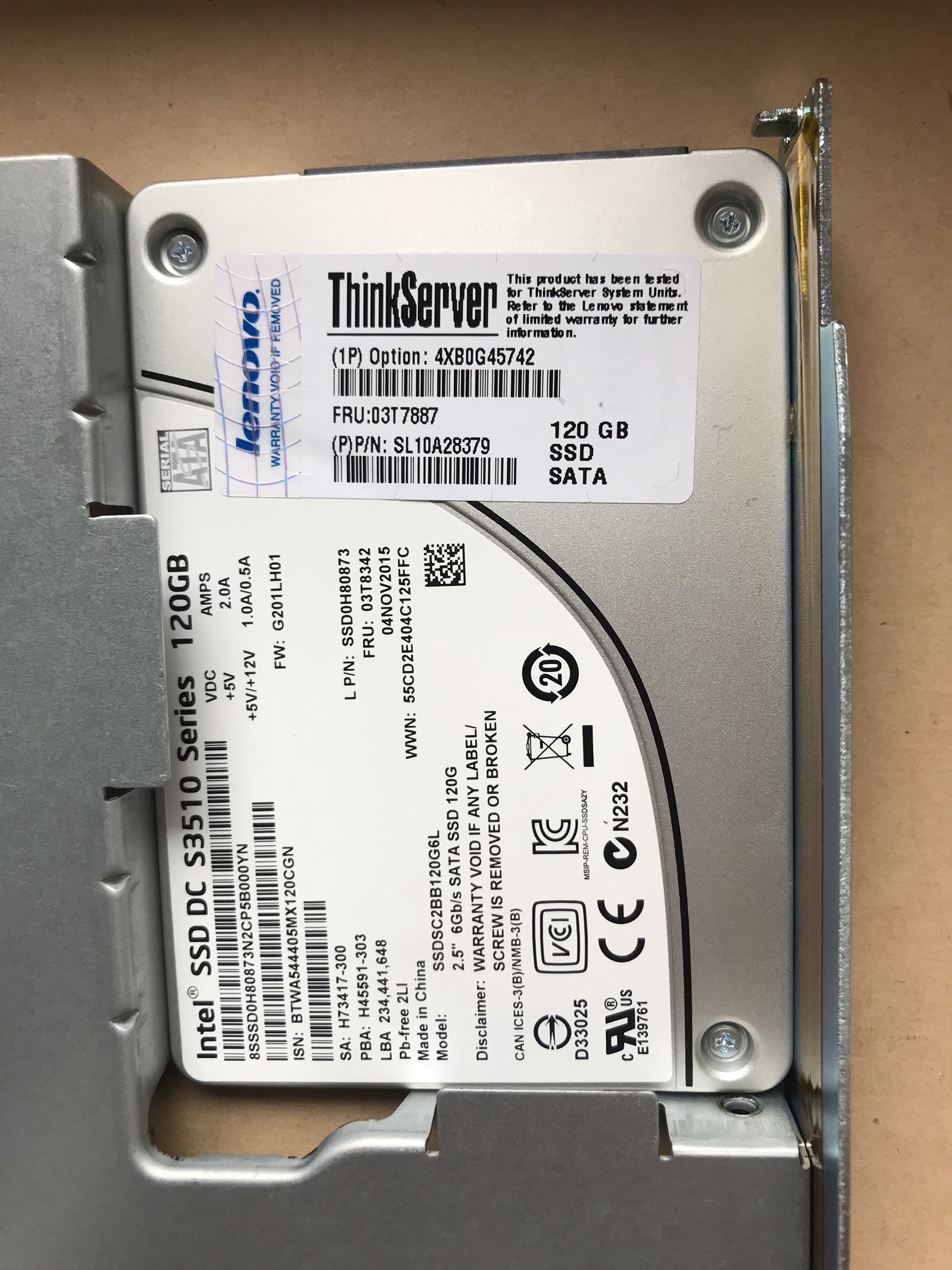 联想服务器120G固态 3510 120G 03T8342 03T7887 全新库存