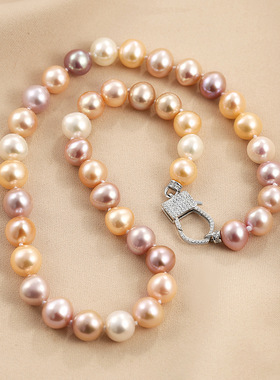 925纯银多彩色珍珠项链高级感