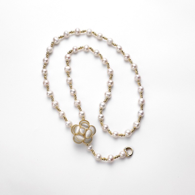 天然淡水珍珠时尚项链网红气质衣服配饰花朵颈链短款个性锁骨链女