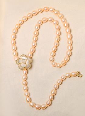 气质高级淡水珍珠时尚花朵项链