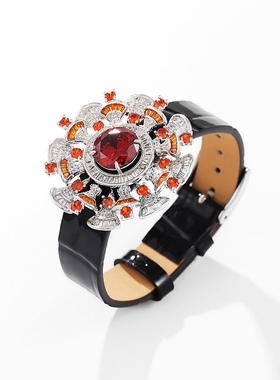 皮带扣手环时尚气质红色人工宝石腕带大气网红个性手饰高级感女