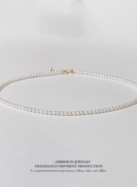 18K金4-5mm淡水珍珠小米珠项链时尚气质高级感颈链短款百搭锁骨链