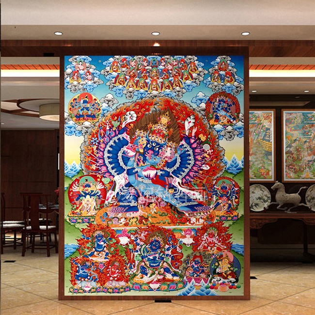 客厅新款diy钻石画方钻满钻钻石绣唐卡大威德金刚双身菩萨十字绣