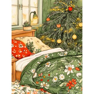 复杂高难度DIY树脂方钻满钻钻石画钻石绣绿色圣诞树被子卧室房间