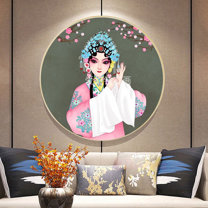 2020新款DIY方钻满钻钻石画戏曲京剧美女圆形花旦镶贴点钻十字绣