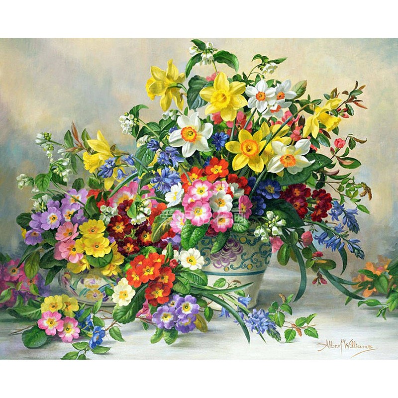 新款DIY方钻满钻钻石画春天的花朵花卉贴钻点钻十字绣带钻砖石绣