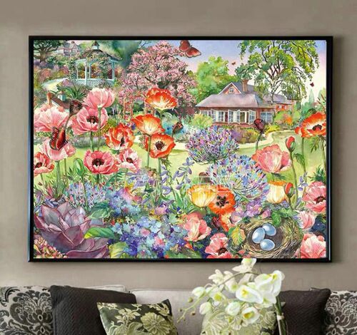 日系风客厅diy钻石画鲜花家园