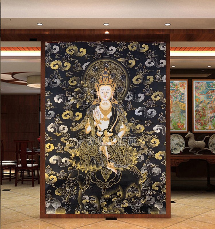 diy方钻满钻钻石画黑金祥云唐卡普贤菩萨贴钻镶钻印花十字绣带钻