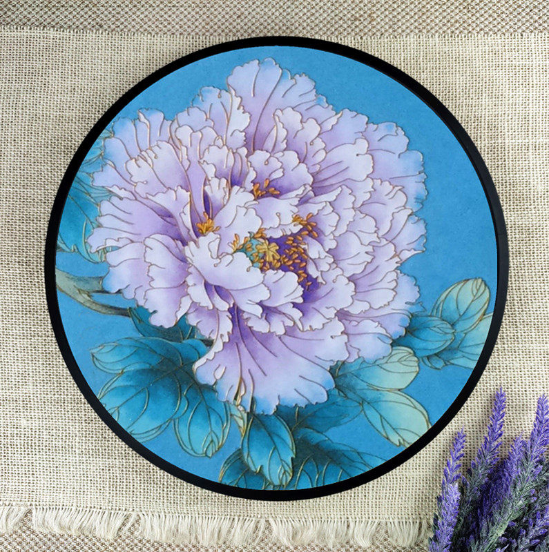 2022新款diy方钻满钻钻石画圆形紫色牡丹花贴钻十字绣砖石绣套件