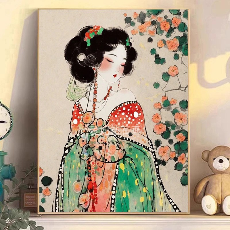 古风DIY方钻满钻钻石画钻石绣手工粘贴钻十字绣带钻唐朝古典美女图片