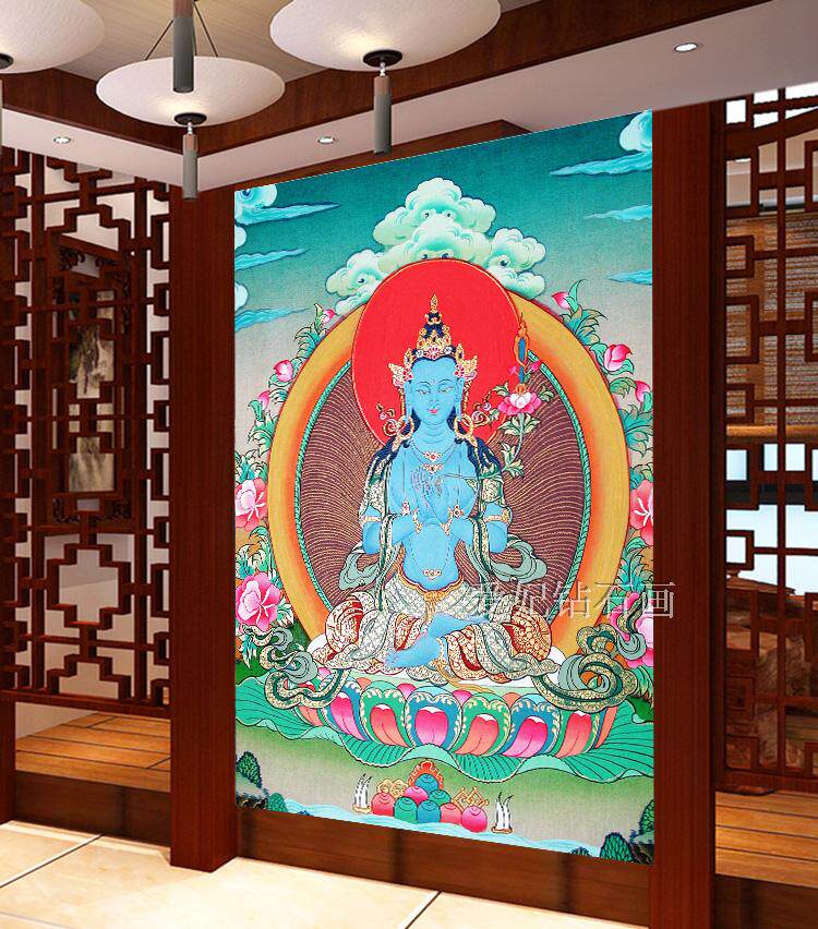 点钻印花十字绣客厅贴钻5D满钻钻石画钻石绣砖石画唐卡虚空藏竖版