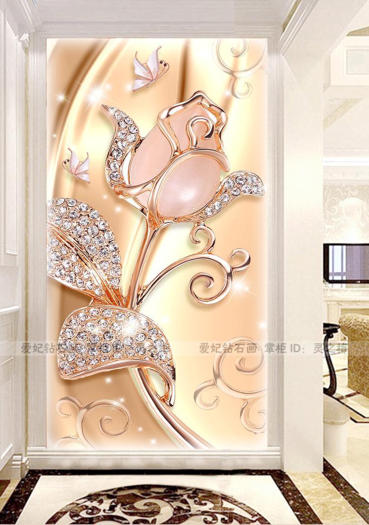 现代欧式全沾贴钻十字绣满钻客厅5d走廊门厅钻石画珠宝郁金香玄关