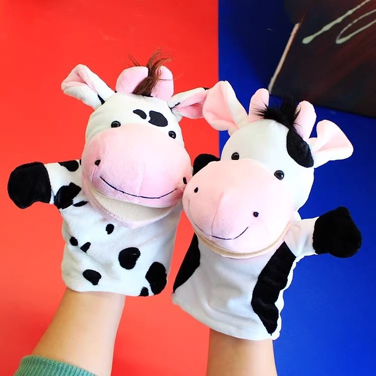 牛手偶手套玩具奶牛可张嘴毛绒娃娃套手指偶表演讲故事表演讲故事