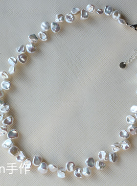 ins风6-8mm钻石光碎银子天然淡水珍珠锁骨链2025年新款项链女