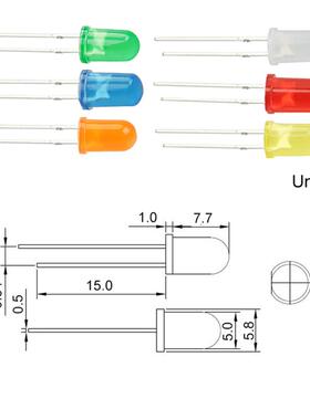 环保F5圆头紫光5mm圆头紫光透明长脚375nm验钞紫光LED