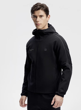 斐乐/FILA运动宽松男装健身休闲简约长袖针织连帽外套A11M411506F