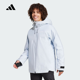 adidasAdidas2024冬保暖夹棉滑雪服TERREX男女连帽短棉服JI8337