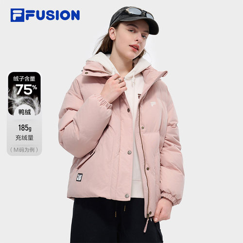 FILA  斐乐潮牌女2024冬季款休闲宽松连帽保暖羽绒服T11W443902F