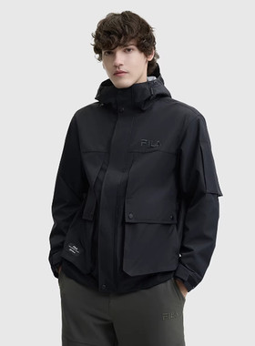 斐乐FILA 梭织外套男款新款时尚简约休闲舒适连帽上衣F11M448702F