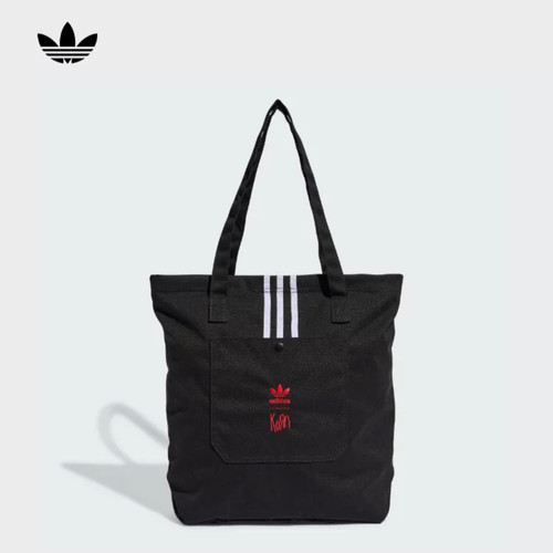 Adidas三叶草KORN金属乐队联名款单肩手拎收纳包托特包JG1441