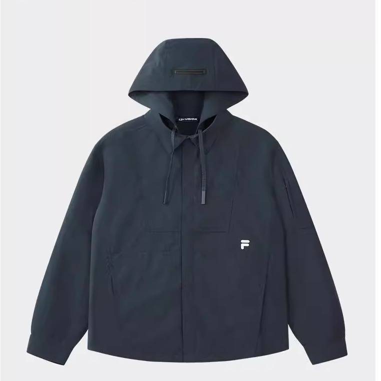 FILA/斐乐男子梭织长袖外套新款休闲可拆帽子日常衬衫T11M535402F