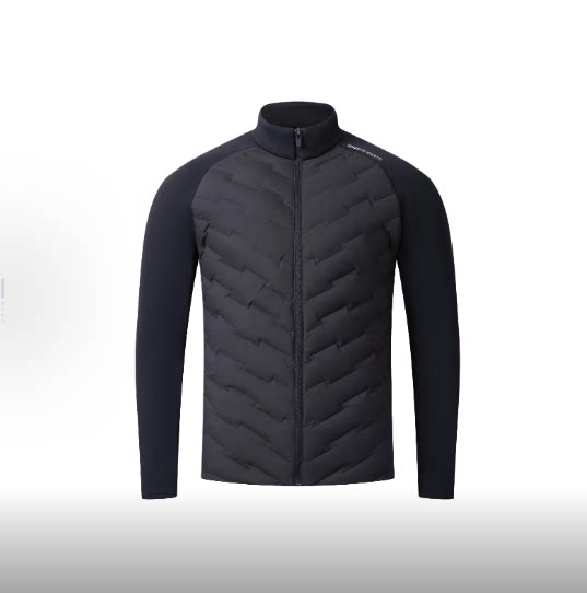 迪桑特DESCENTE LOgo图案拼接长袖羽绒服男女同款 黑色SP423XKTO1
