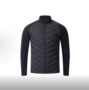 羽绒服男女同款 黑色SP423XKTO1 LOgo图案拼接长袖 迪桑特DESCENTE
