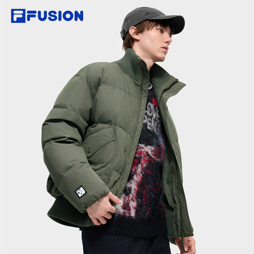 FILA 斐乐侯明昊同款潮牌羽绒服男保暖飞行夹克T11M443905F