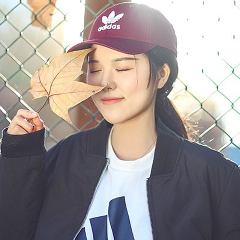 Adidas三叶草男女弧形鸭舌帽遮阳