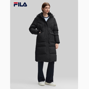 休闲保暖连帽外套F11W444921F 时尚 斐乐FILA长款 鹅绒女羽绒服新款