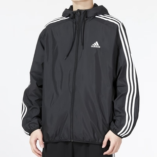Adidas阿迪达斯男款 夹克运动休闲训练健身连帽梭织防风外套IB0378