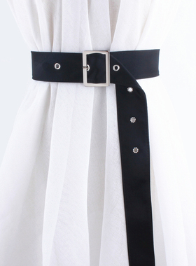 黑色布腰带女装饰配裙子简约百搭西装大衣毛衣束腰配饰休闲韩国