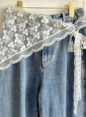 时尚屁帘女蕾丝三角巾叠穿高级腰带配裙子流苏腰搭丝巾围巾腰封