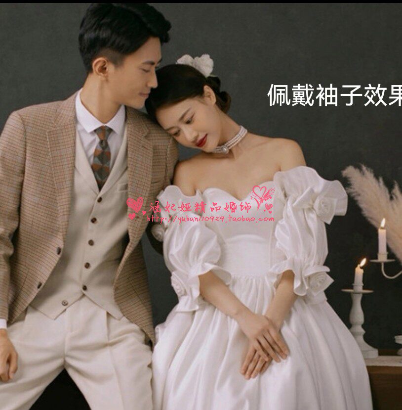 HANFEIYAS NEW SATIN FLOWER RUFFLE SLEEVES PUFF SLEEVES MIDDLE SLEEVES DETACHABLE FAKE SLEEVES