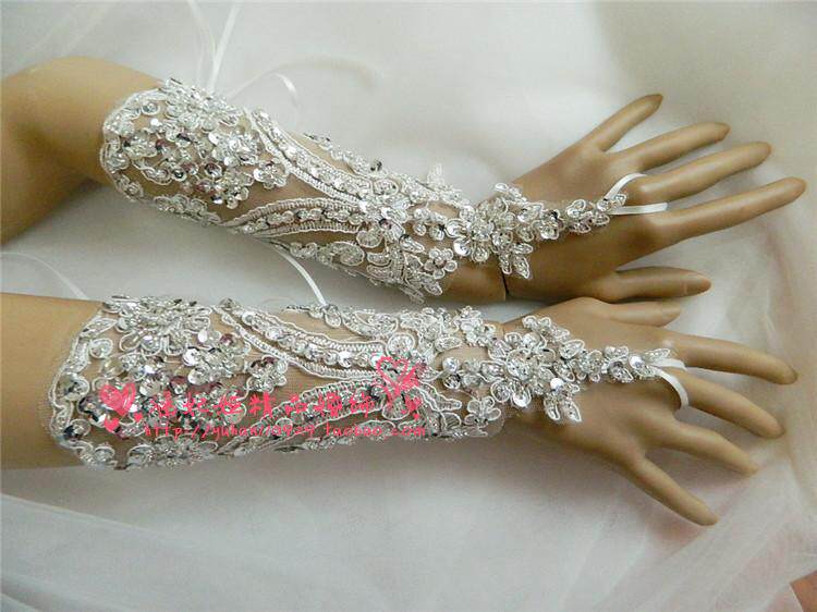 독점적인  오리지널 순정 핸드메이드 비즈 웨딩장갑 신부를 위한 고급 웨딩 악세서리 스트래피 후크장갑