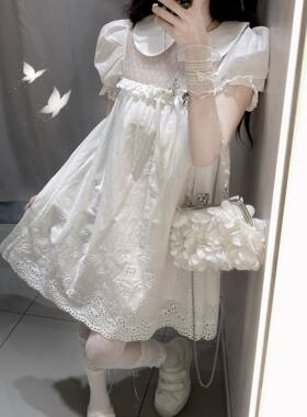 法式新款白色连衣裙少女