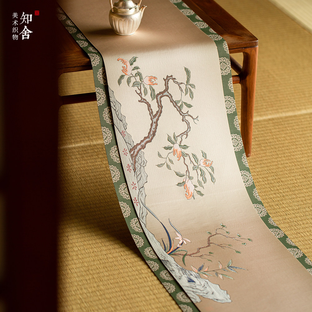 白驹格物x知舍思无邪香君子晨风织锦茶席中式复古宫廷风布桌旗布图片