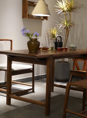 新中式长桌家具茶室禅意简约实木