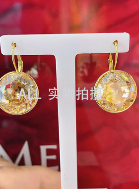 金色圆形耳环礼物奥地利水晶