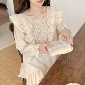 宫廷风甜美可爱家居服可外穿防凸点 纯棉长袖 睡衣女春秋季 2026新款