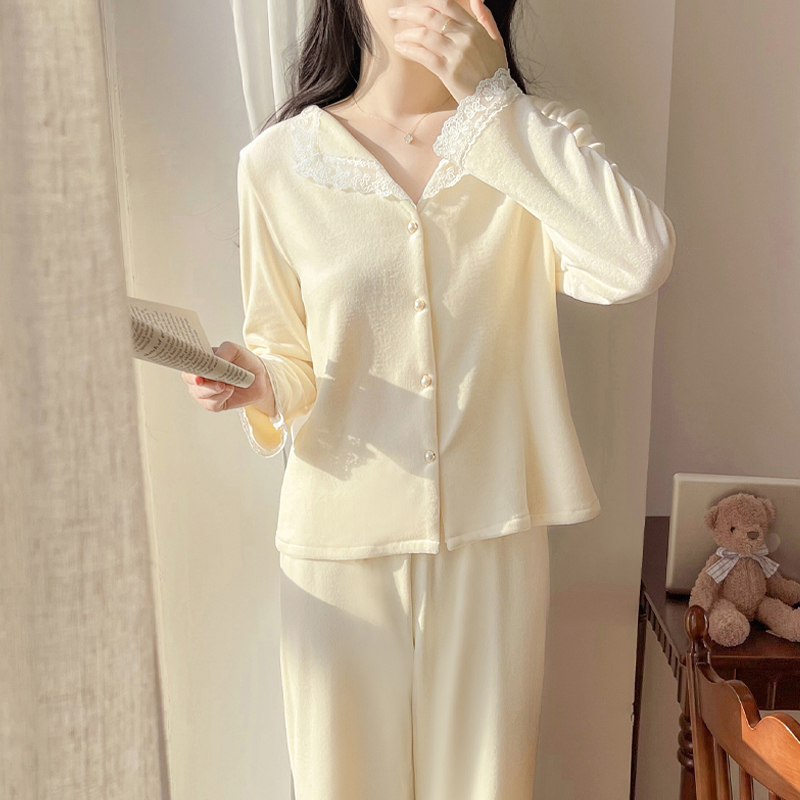 BIEN女冰丝花边拼接睡衣套装