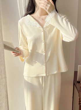 BIEN海岛绒薄绒睡衣女秋冬季甜美简约家居服可外穿公主风春秋冰丝