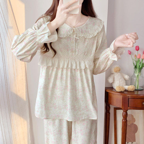 BIEN女纯棉娃娃领碎花睡衣甜美